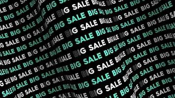 Big Sale Türkis Promo Textfluss auf der Wellenanimationsschleife. großer verkauf worte zeilenstrom durch den nahtlosen hintergrund der kurve. Laufende kreative Ticker-Promotion-Werbung kinetische Typografie. video