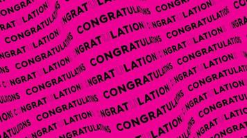 Congratulations pink promo text flow on the wave animation loop. Congratulations words line stream by the curve seamless background. Running creative ticker promotion advertising kinetic typography. video