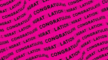 Congratulations pink promo text flow on the wave animation loop. Congratulations words line stream by the curve seamless background. Running creative ticker promotion advertising kinetic typography. video