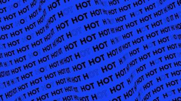 Hot blue promo text flow on the wave animation loop. Hot words line stream by the curve seamless background. Running creative ticker promotion advertising kinetic typography. video