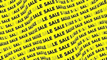 Sale yellow promo text flow on the wave animation loop. Sale words line stream by the curve seamless background. Running creative ticker promotion advertising kinetic typography. video