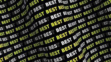 Best yellow promo text flow on the wave animation loop. Best words line stream by the curve seamless background. Running creative ticker promotion advertising kinetic typography. video