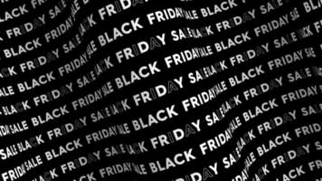 flusso di testo promozionale di vendita del venerdì nero sul ciclo di animazione dell'onda. black friday vendita parole flusso di linea dallo sfondo senza giunture della curva. esecuzione di tipografia cinetica pubblicitaria per la promozione di ticker creativi. video