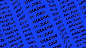Amazing blue promo text flow on the wave animation loop. Amazing words line stream by the curve seamless blue background. Running creative ticker promotion advertising kinetic typography. video