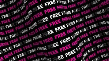 Free pink promo text flow on the wave animation loop. Free words line stream by the curve seamless background. Running creative ticker promotion advertising kinetic typography. video