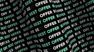 Best offer turquoise promo text flow on the wave animation loop. Best offer words line stream by the curve seamless background. Running creative ticker promotion advertising kinetic typography. video