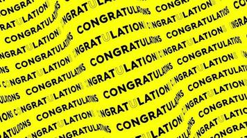 Congratulations yellow promo text flow on the wave animation loop. Congratulations words line stream by the curve seamless background. Running creative ticker promotion advertising kinetic typography. video