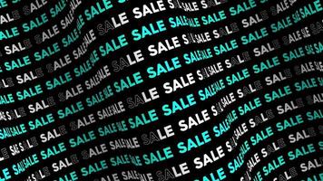 Sale cyan promo text flow on the wave animation loop. Sale words line stream by the curve seamless background. Running creative ticker promotion advertising kinetic typography. video