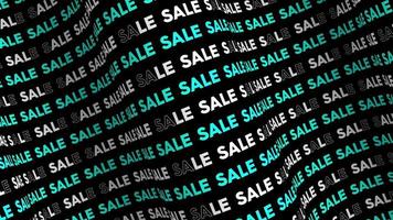 flux de texte promotionnel de vente cyan sur la boucle d'animation de la vague. flux de ligne de mots de vente par l'arrière-plan transparent de la courbe. exécution de la typographie cinétique de publicité de promotion de ticker créatif. video