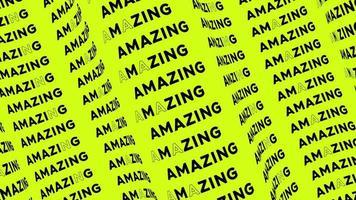 Amazing lime promo text flow on the wave animation loop. Amazing words line stream by the curve seamless lime background. Running creative ticker promotion advertising kinetic typography. video