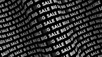 Big sale promo text flow on the wave animation loop. Big sale words line stream by the curve seamless background. Running creative ticker promotion advertising kinetic typography. video
