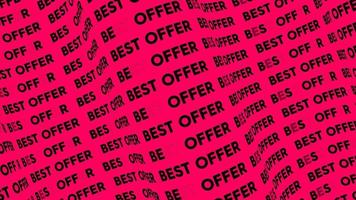 Best offer pink promo text flow on the wave animation loop. Best offer words line stream by the curve seamless background. Running creative ticker promotion advertising kinetic typography. video
