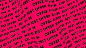 beste aanbieding roze promotekststroom op de golfanimatielus. beste aanbieding woorden lijn stream door de curve naadloze achtergrond. lopende creatieve tickerpromotie reclame kinetische typografie. video