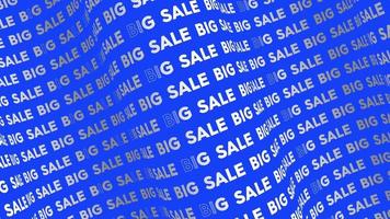 Big sale blue promo text flow on the wave animation loop. Big sale words line stream by the curve seamless background. Running creative ticker promotion advertising kinetic typography. video