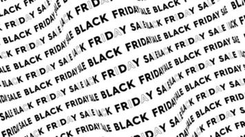 flusso di testo promozionale di vendita del venerdì nero sul ciclo di animazione dell'onda. black friday vendita parole flusso di linea dallo sfondo senza giunture della curva. esecuzione di tipografia cinetica pubblicitaria per la promozione di ticker creativi. video