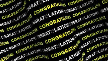 Congratulations yellow promo text flow on the wave animation loop. Congratulations words line stream by the curve seamless background. Running creative ticker promotion advertising kinetic typography. video