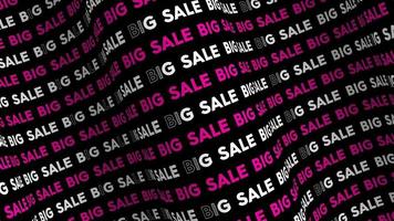 Big sale pink promo text flow on the wave animation loop. Big sale words line stream by the curve seamless background. Running creative ticker promotion advertising kinetic typography. video