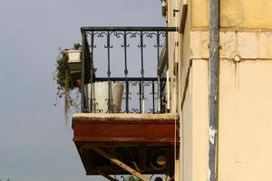 October 11, 2018 . Balcony on the facade of a large house in Tel Aviv. photo