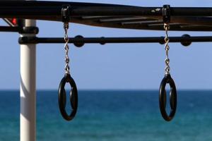 Sports equipment and equipment in a city park on the Mediterranean coast. photo