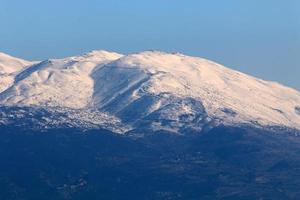 There is snow on Mount Hermon in northern Israel. photo