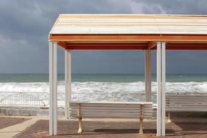 Canopy from the scorching sun on the seashore. photo