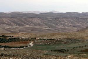 The Judean Desert in the Middle East in Israel. Since ancient times, this place has served as a refuge for hermits and rebels. photo