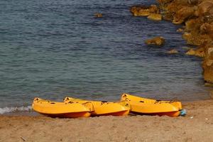 Sports equipment and equipment in a city park on the Mediterranean coast. photo