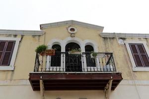 October 11, 2018 . Balcony on the facade of a large house in Tel Aviv. photo