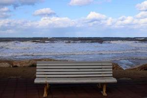 Bench for rest in the city park. photo