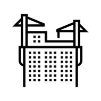 cranes building skyscraper line icon vector illustration