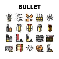 Bullet Ammunition Collection Icons Set Vector