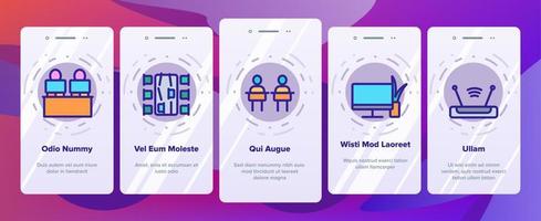 Coworking Onboarding Elements Icons Set Vector