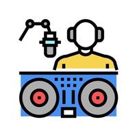 dj and radio host color icon vector illustration