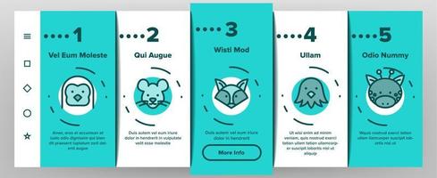 Animals Collection Wild And Farm Onboarding Set Vector