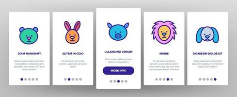 Animals Collection Wild And Farm Onboarding Set Vector