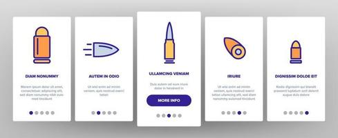 Bullet Ammunition Onboarding Icons Set Vector