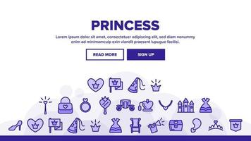 Collection Princess Elements Vector Icons Set