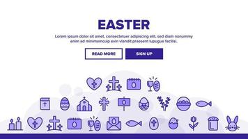 Collection Happy Easter Elements Vector Icons Set