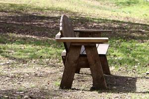 Bench for rest in the city park. photo