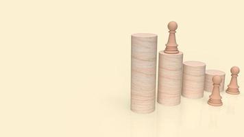 wood chess and stick for business concept 3d rendering photo