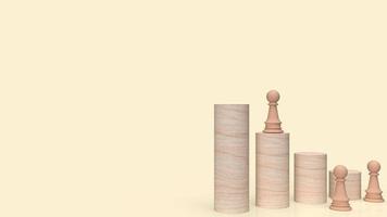 wood chess and stick for business concept 3d rendering photo