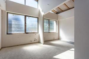 Empty room without repair. interior of white wall photo