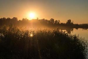 sunset on the lake. reflection photo