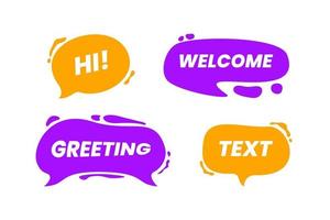 Greeting and Welcome Liquid Text Box Flat Design Vector