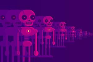 Evil Artificial Intelligence Robot Attack Vector Illustration