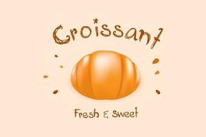 cute croissant with text earth tone color style vector illustration on egg color