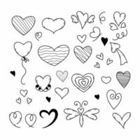 Set hearts for design postcard. Doodle style heart. Vector illustration. Valentine  day. Wedding decoration.