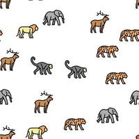 Zoo Animals, Birds And Snakes Vector Seamless Pattern