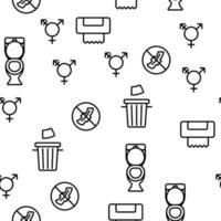 WC, Public Bathroom, Toilet Vector Seamless Pattern