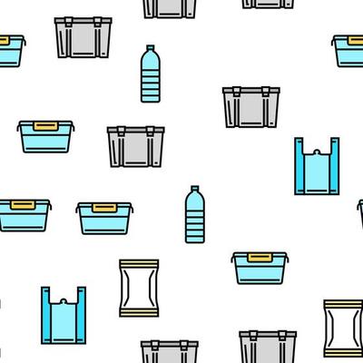 Plastic Accessories And Utensil Vector Seamless Pattern